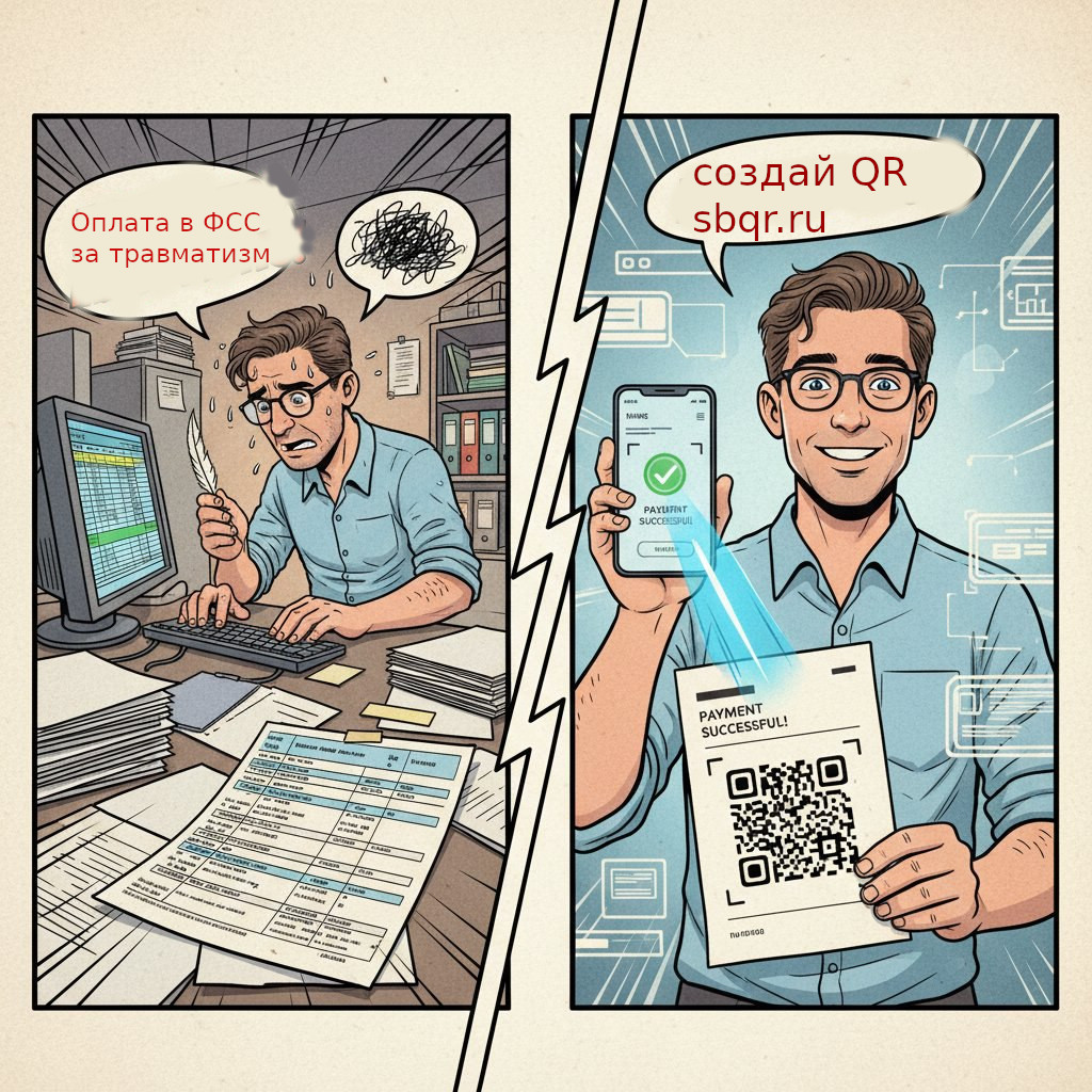 Квитанция с QR для оплаты в ФСС